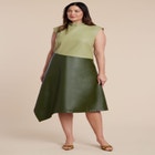 Colorblocked Draped Faux Leather Dress image number null