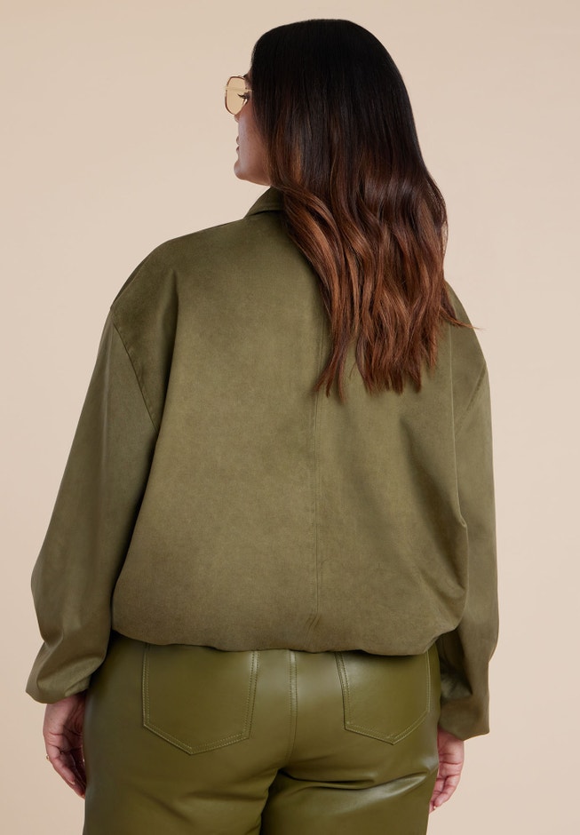 Faux Suede Bomber Jacket image number 2