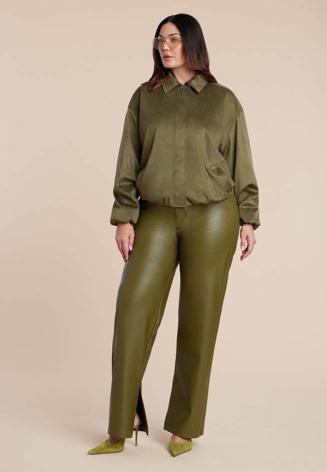 Faux Suede Bomber Jacket image number 3