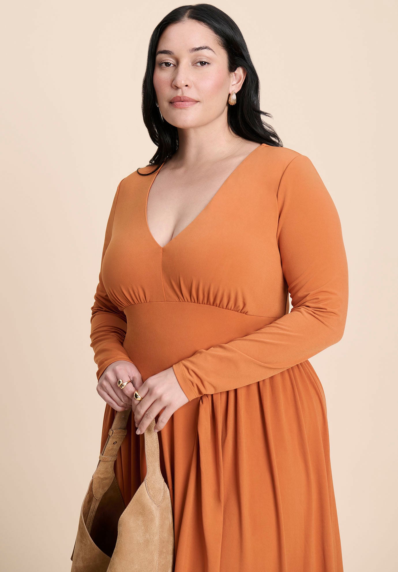 Plunge Neck Knit Dress image number 1