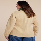 Nipped Waist Barn Jacket With Faux Leather Collar image number null