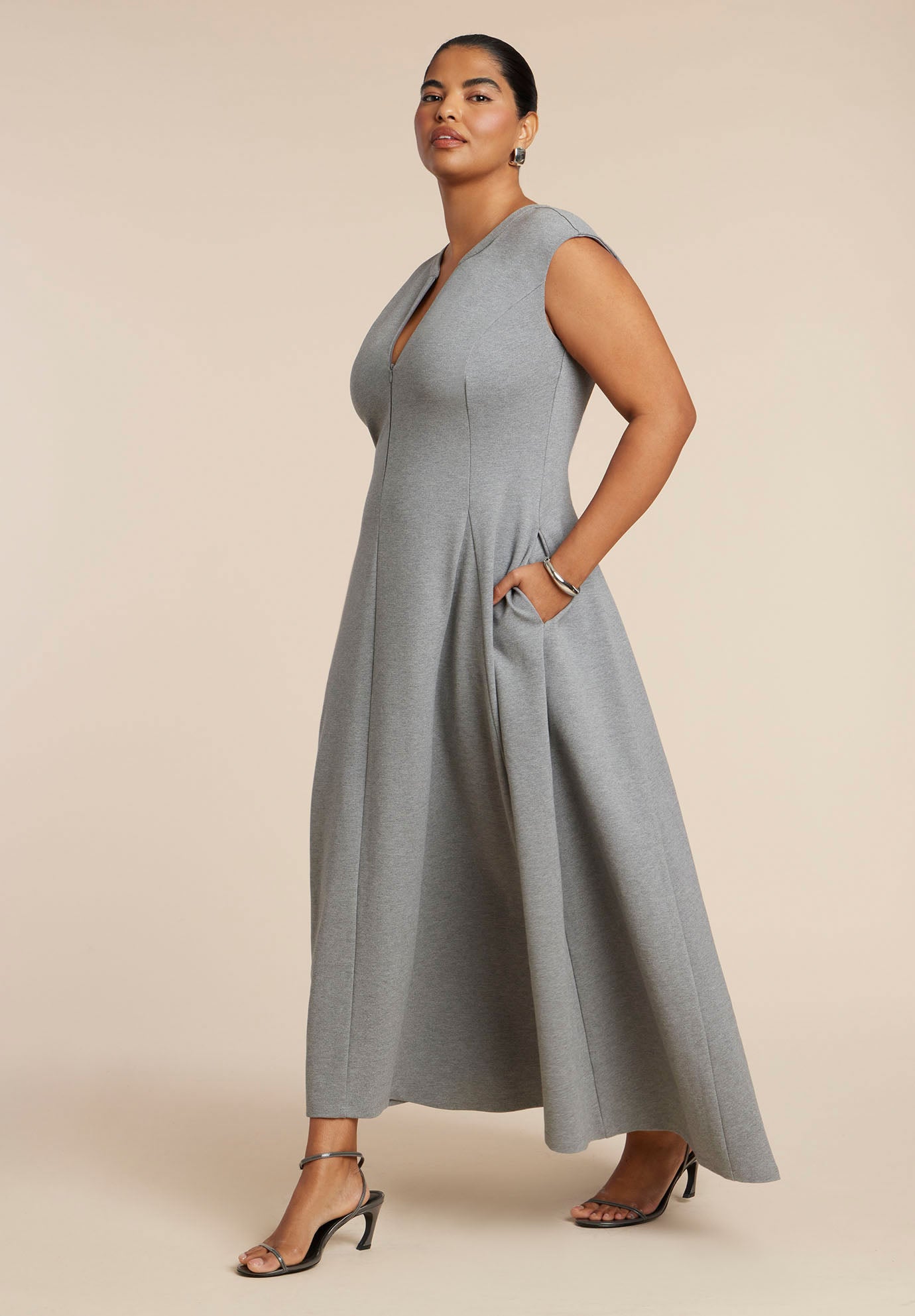 Notch Seam Detail Ponte Dress image number 1