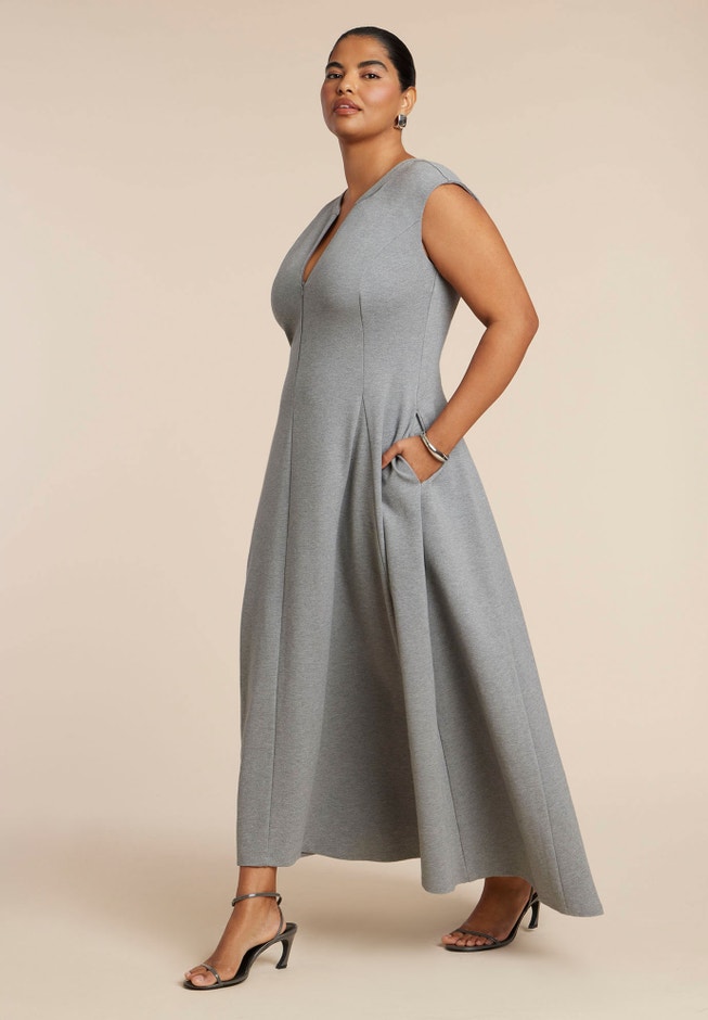 Notch Seam Detail Ponte Dress image number 1