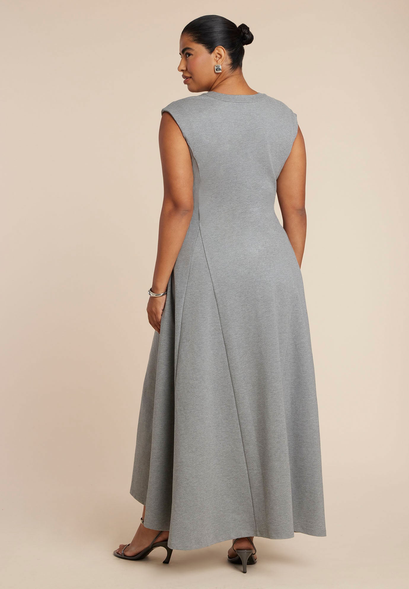 Notch Seam Detail Ponte Dress image number 3