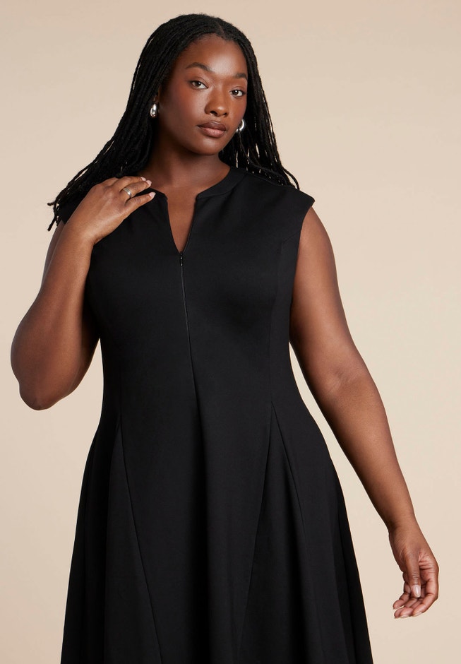 Notch Seam Detail Ponte Dress image number 1