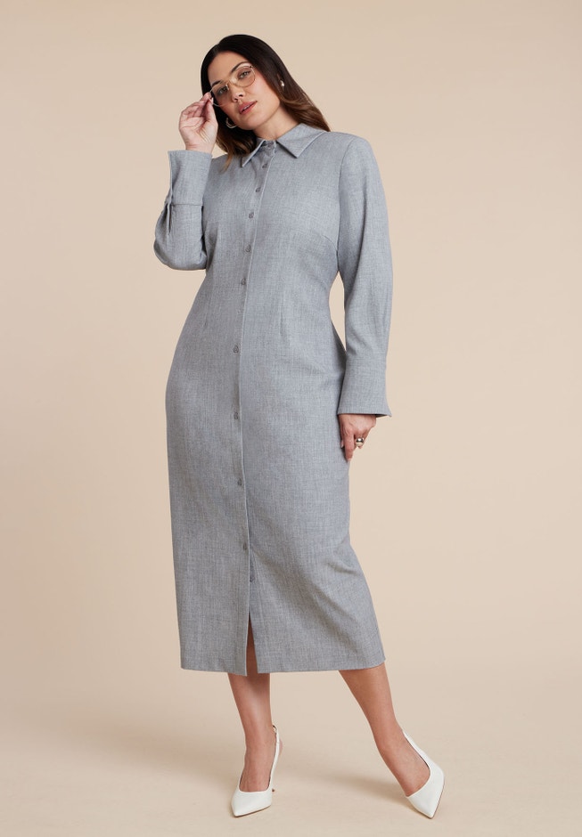 Collared Midi Dress | ELOQUII Collared Midi Dress | ELOQUII