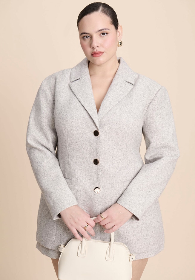 Nipped Waist Wool Blend Blazer With Back Adjuster  image number 1