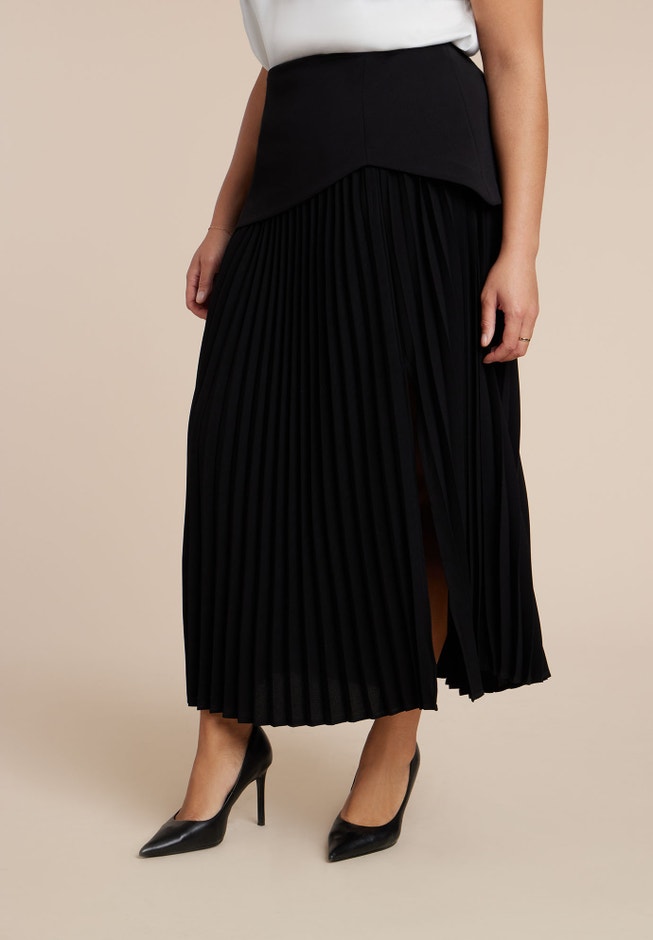 Mixed Media Pleated Skirt image number 1