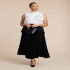 Mixed Media Pleated Skirt image number null