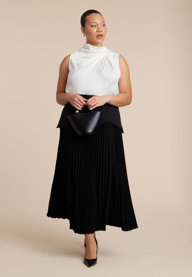 Mixed Media Pleated Skirt image number 3