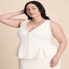 Button Up Peplum Vest image number null