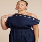 Grommet Detail Denim Dress image number null