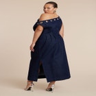 Grommet Detail Denim Dress image number null