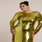 Sleeve Detail Pailette Gown image number null