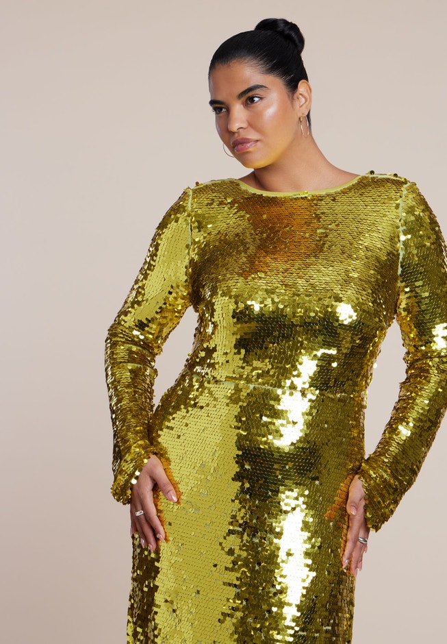 Sleeve Detail Pailette Gown image number 2