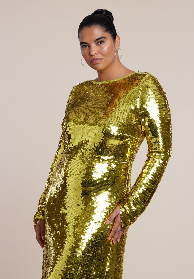 Sleeve Detail Pailette Gown image number 3