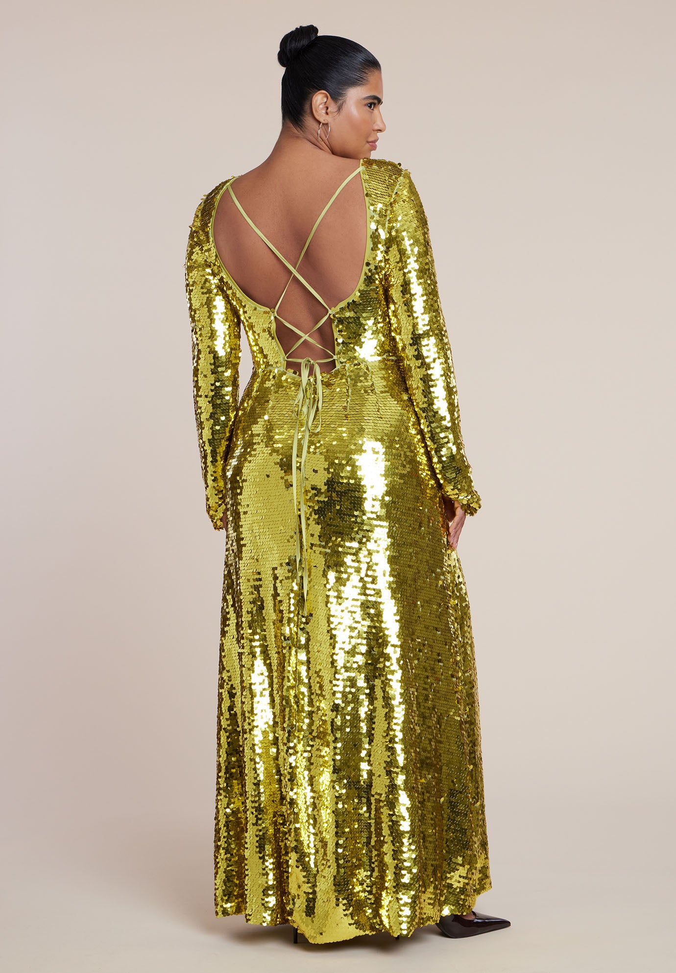 Sleeve Detail Pailette Gown image number 4