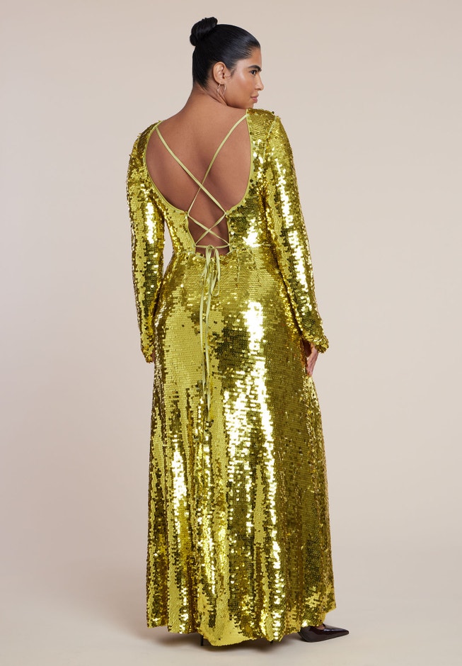 Sleeve Detail Pailette Gown image number 4