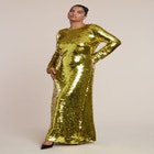 Sleeve Detail Pailette Gown image number null