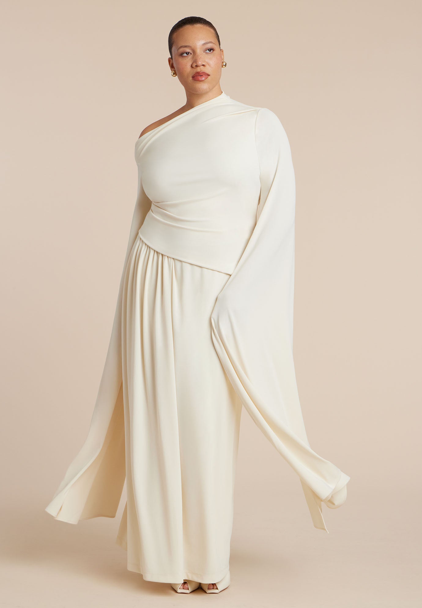 Cape Sleeve Draped Dress image number 1