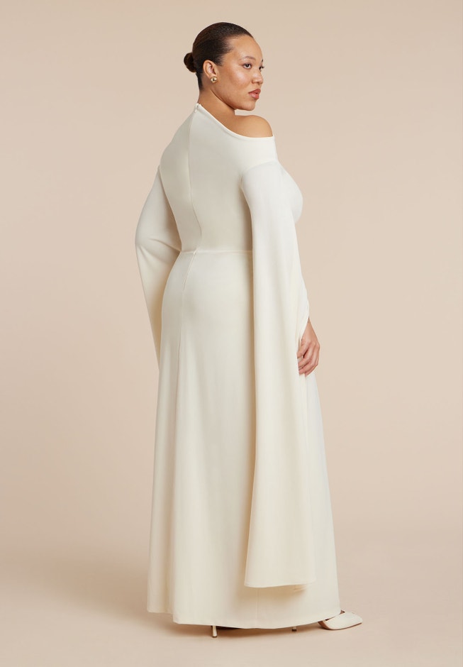 Cape Sleeve Draped Dress image number 4
