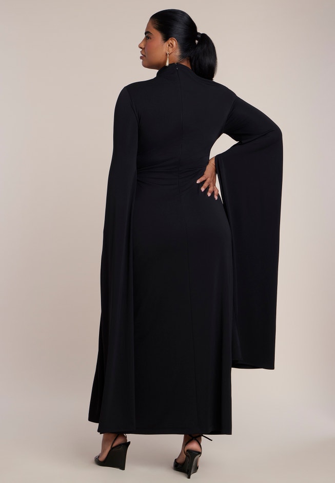 Cape Sleeve Draped Maxi Dress image number 1
