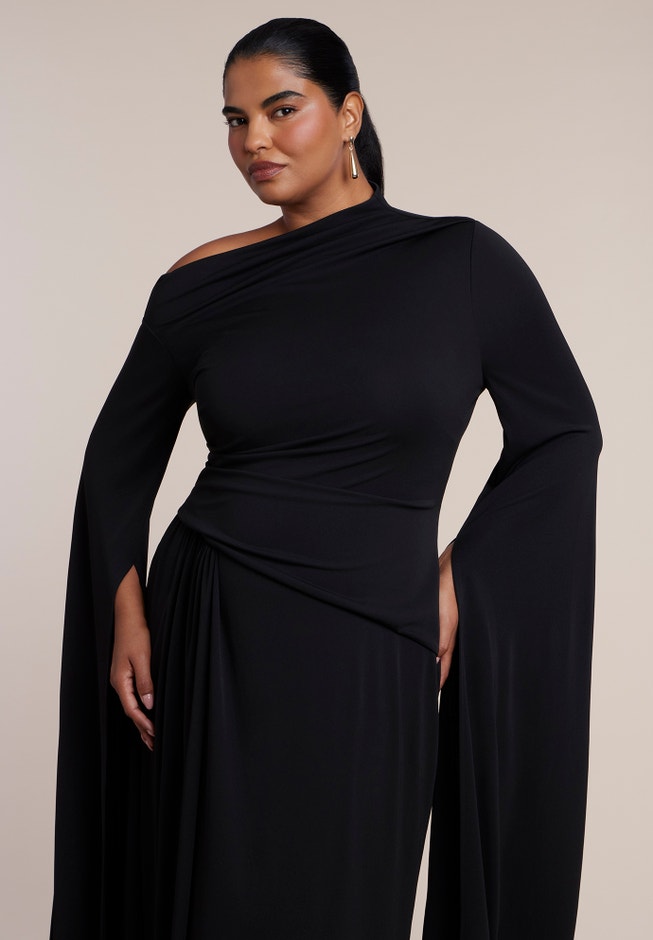 Cape Sleeve Draped Maxi Dress image number 2