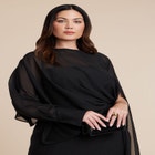Flowy Sheer Cape Dress image number null
