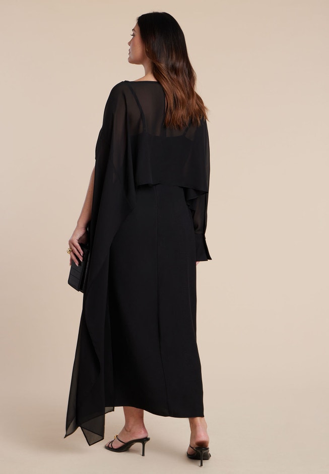 Flowy Sheer Cape Dress | ELOQUII Flowy Sheer Cape Dress | ELOQUII