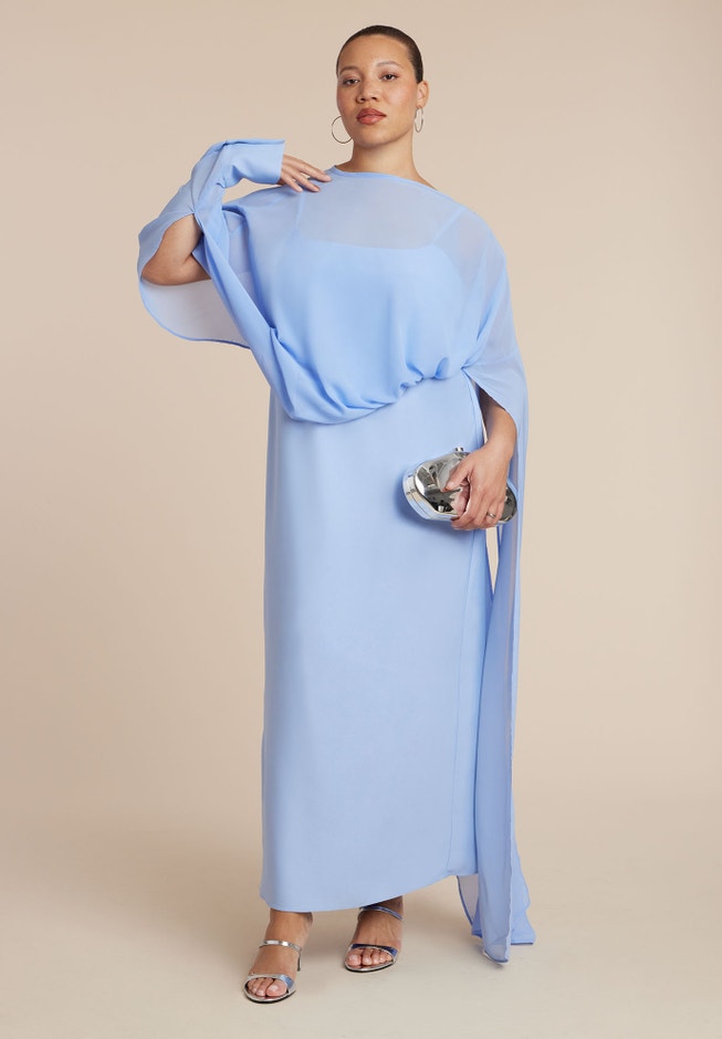 Flowy Sheer Cape Dress | ELOQUII Flowy Sheer Cape Dress | ELOQUII