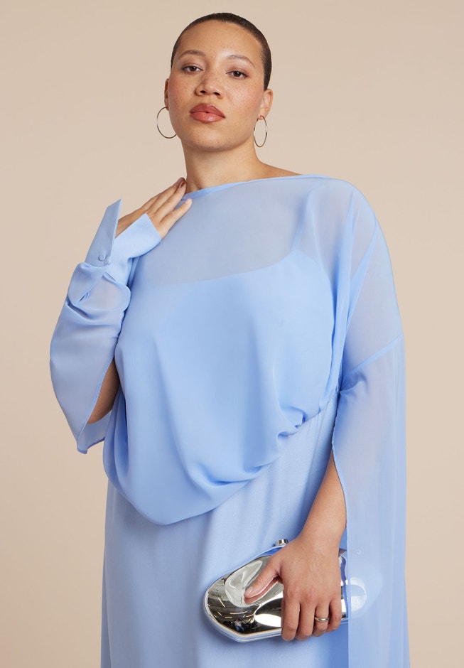 Flowy Sheer Cape Dress | ELOQUII Flowy Sheer Cape Dress | ELOQUII