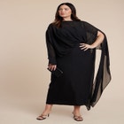 Flowy Sheer Cape Dress image number null