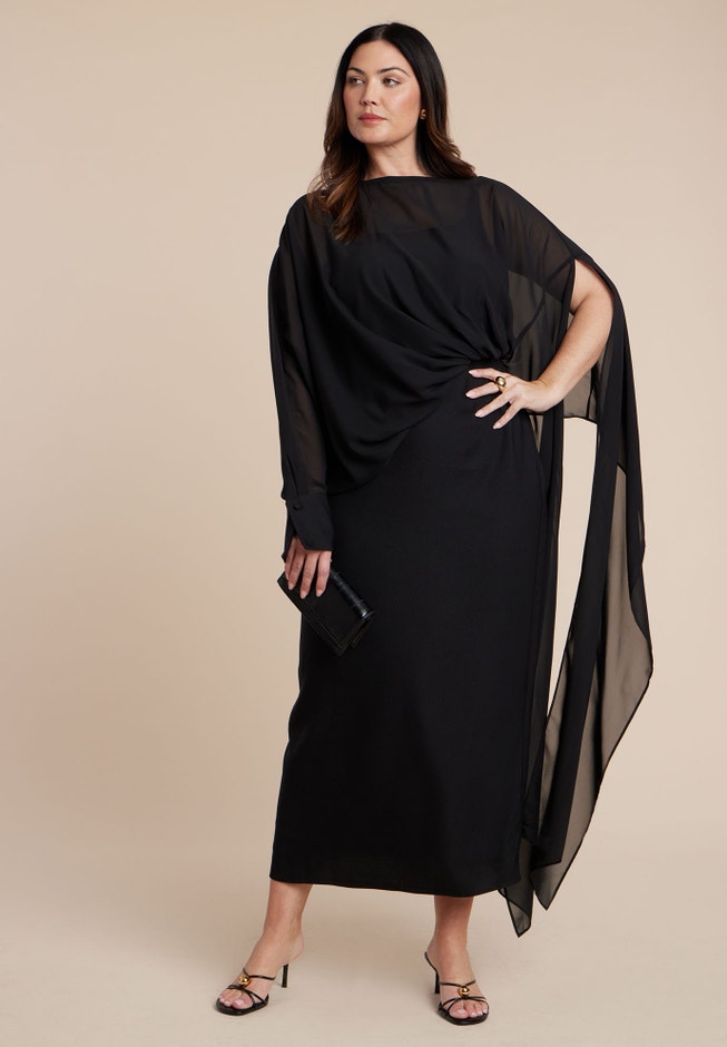 sheer cape for dress White - Gia - Size 0 to 12 Set yourself apart from the crowd in this creation from Chic and Holland HF110311 RAYNE nordeen