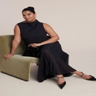 Combo Fabric Pleated Dress image number null