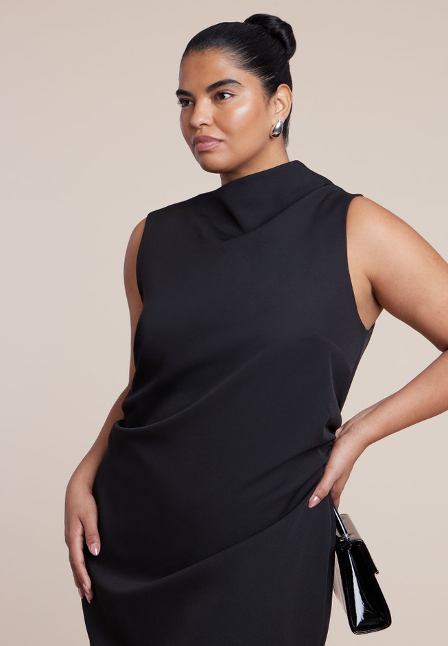 Combo Fabric Pleated Dress image number 3