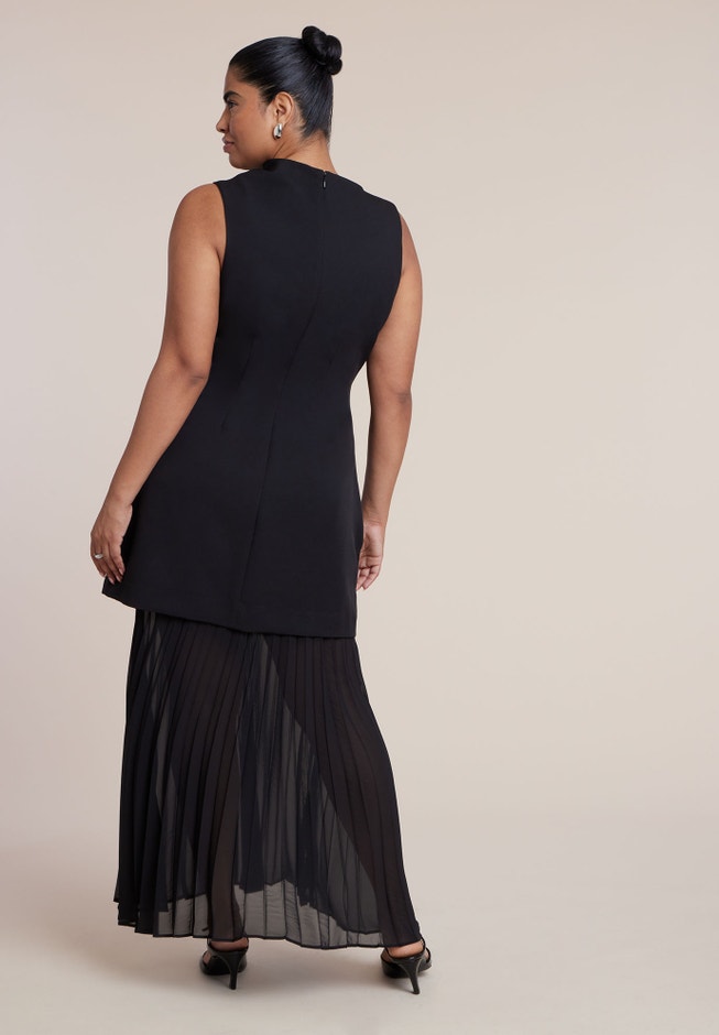 Combo Fabric Pleated Dress image number 5