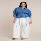 Lace Up Denim Jacket image number null