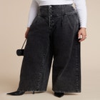 Corset Waist Wide Leg Jean image number null
