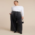 Corset Waist Wide Leg Jean image number null