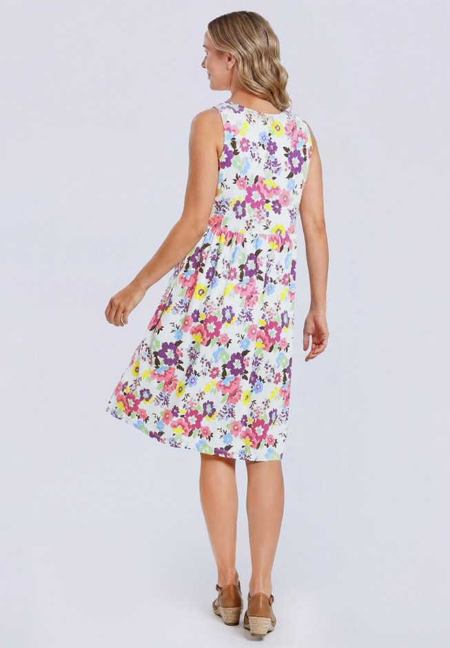 Button-Front Empire Sleeveless Knit Dress image number 1