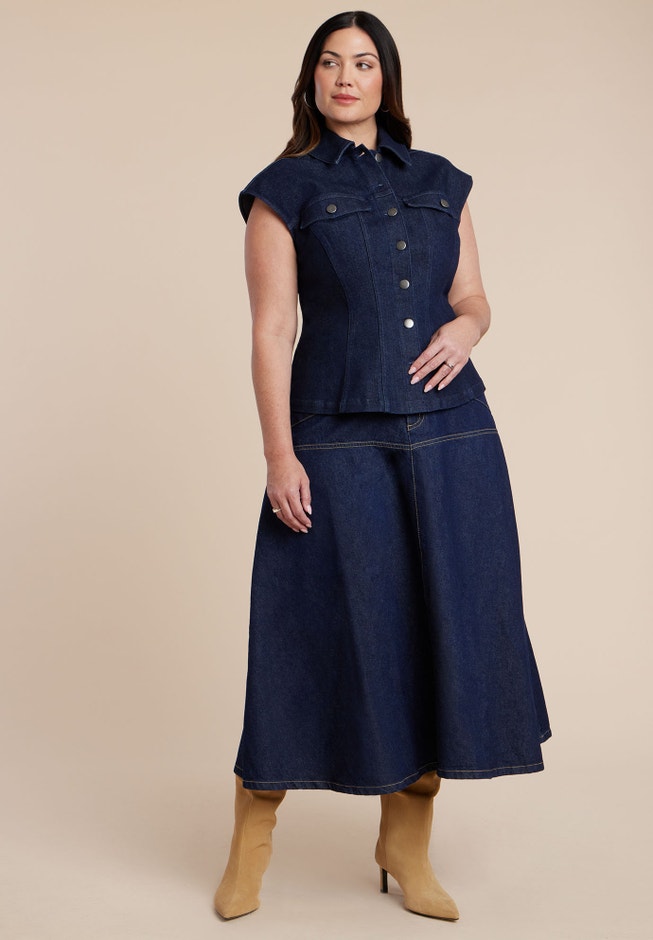 Structured Denim Vest image number 2