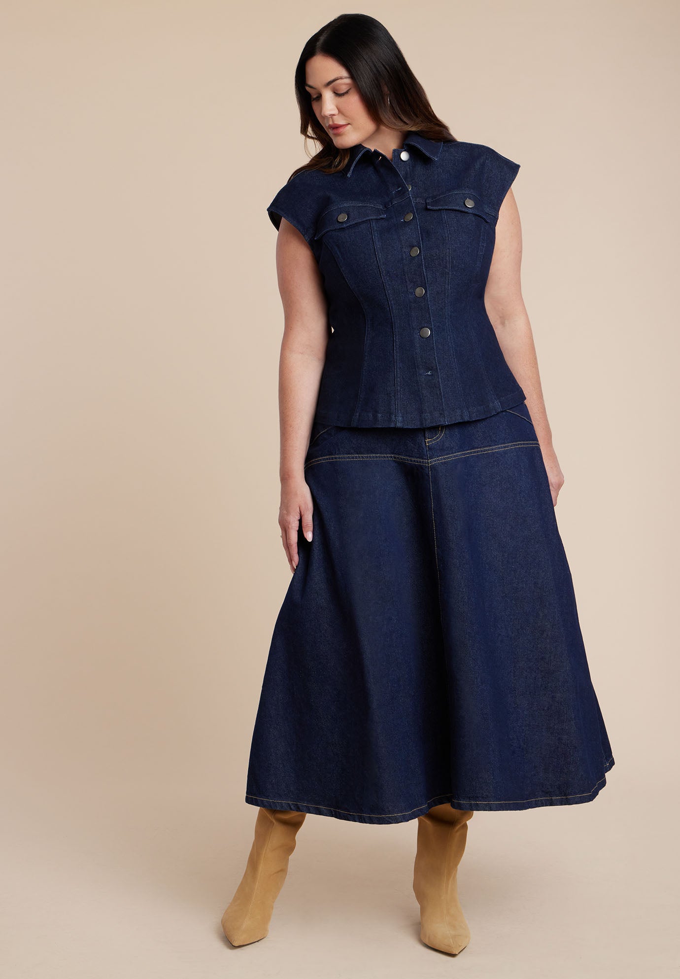 Structured Denim Vest image number 3