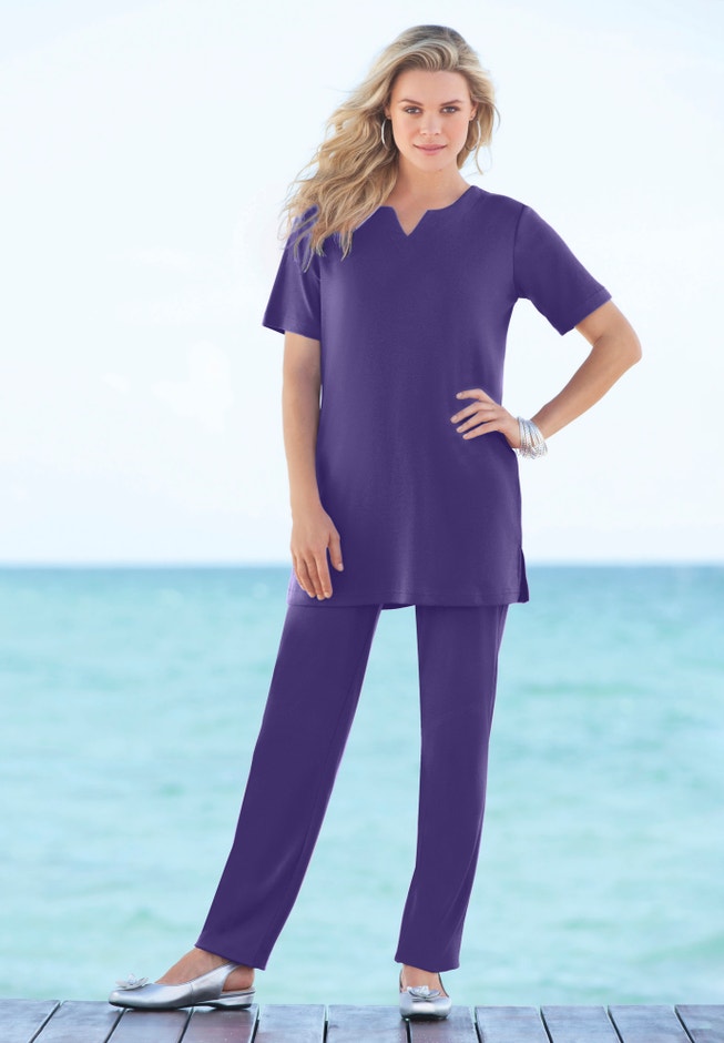 Notch Neck Soft Knit Tunic image number 4