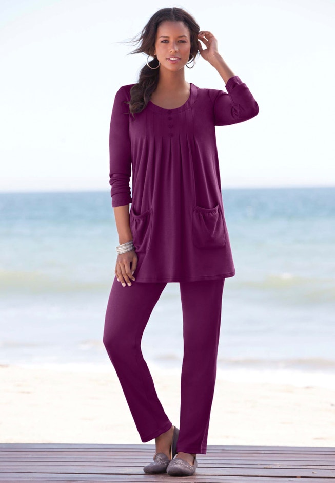 Plus Size Straight Leg Soft Knit Pull-On Pant image number 5