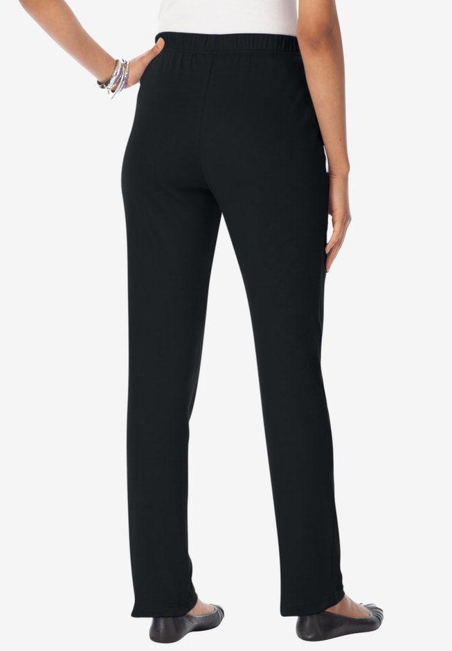 Plus Size Straight Leg Soft Knit Pull-On Pant image number 1