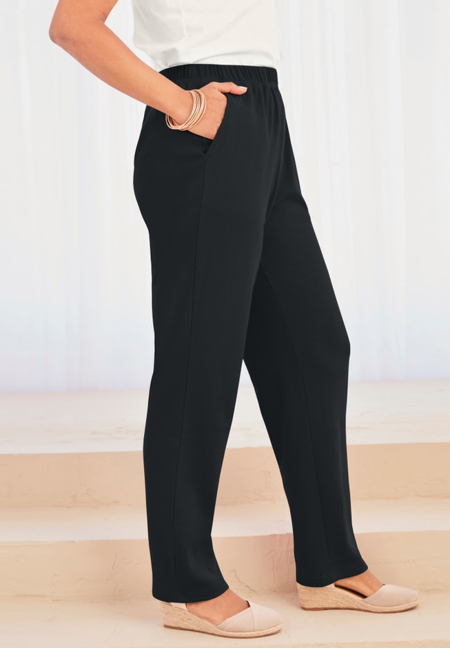 Plus Size Straight Leg Soft Knit Pull-On Pant image number 2