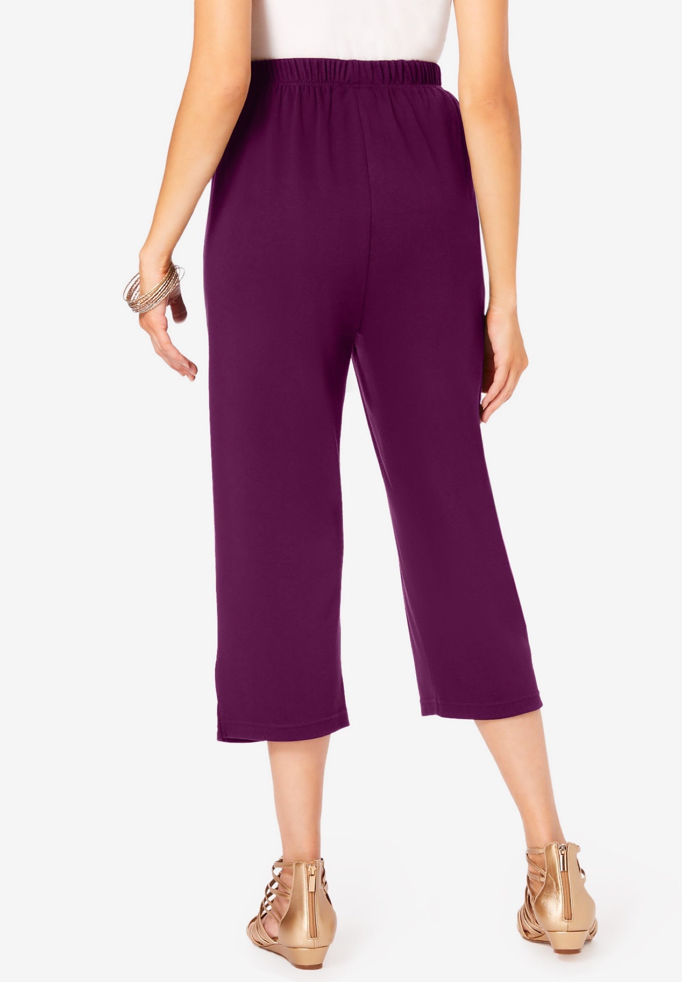 ★SCULPTOR★ 90s Cotton Capri Pants Mauve SC24A414PK Vintage 90s Esprit Purple Floral Capri Pants - Large, 31
