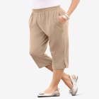 Plus Size Soft Knit Relaxed Pull-On Capri Pant image number null