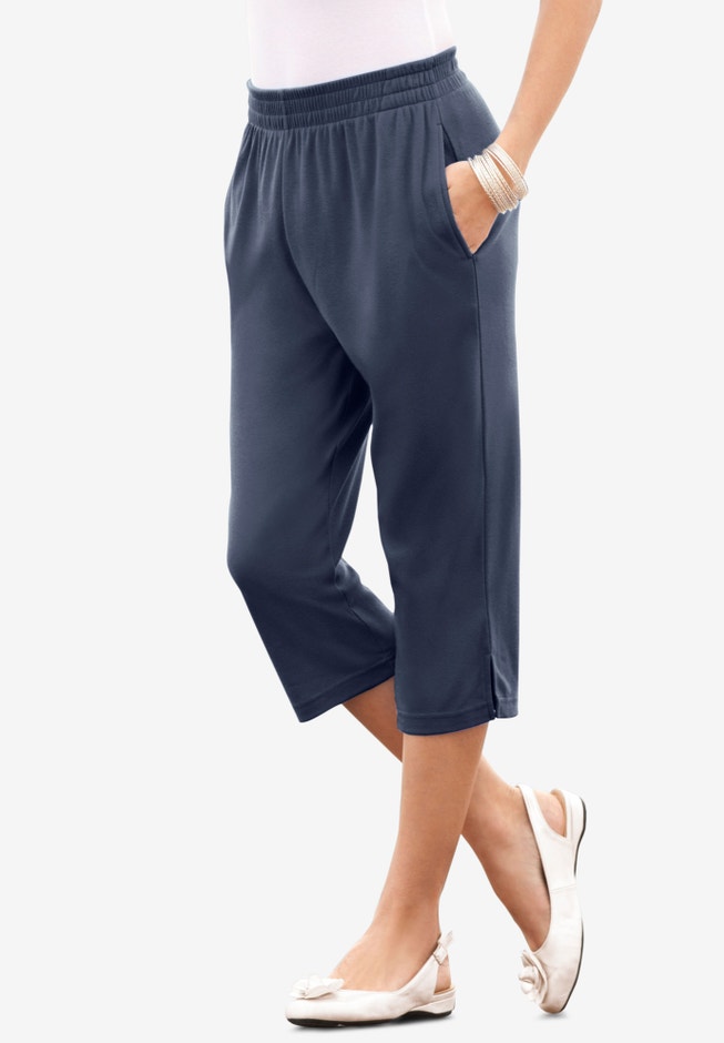 Plus Size Soft Knit Pull-On Capri Pant image number 0