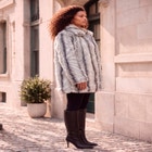 Plus Size Mid-Length Hooded Faux Fur Coat image number 1